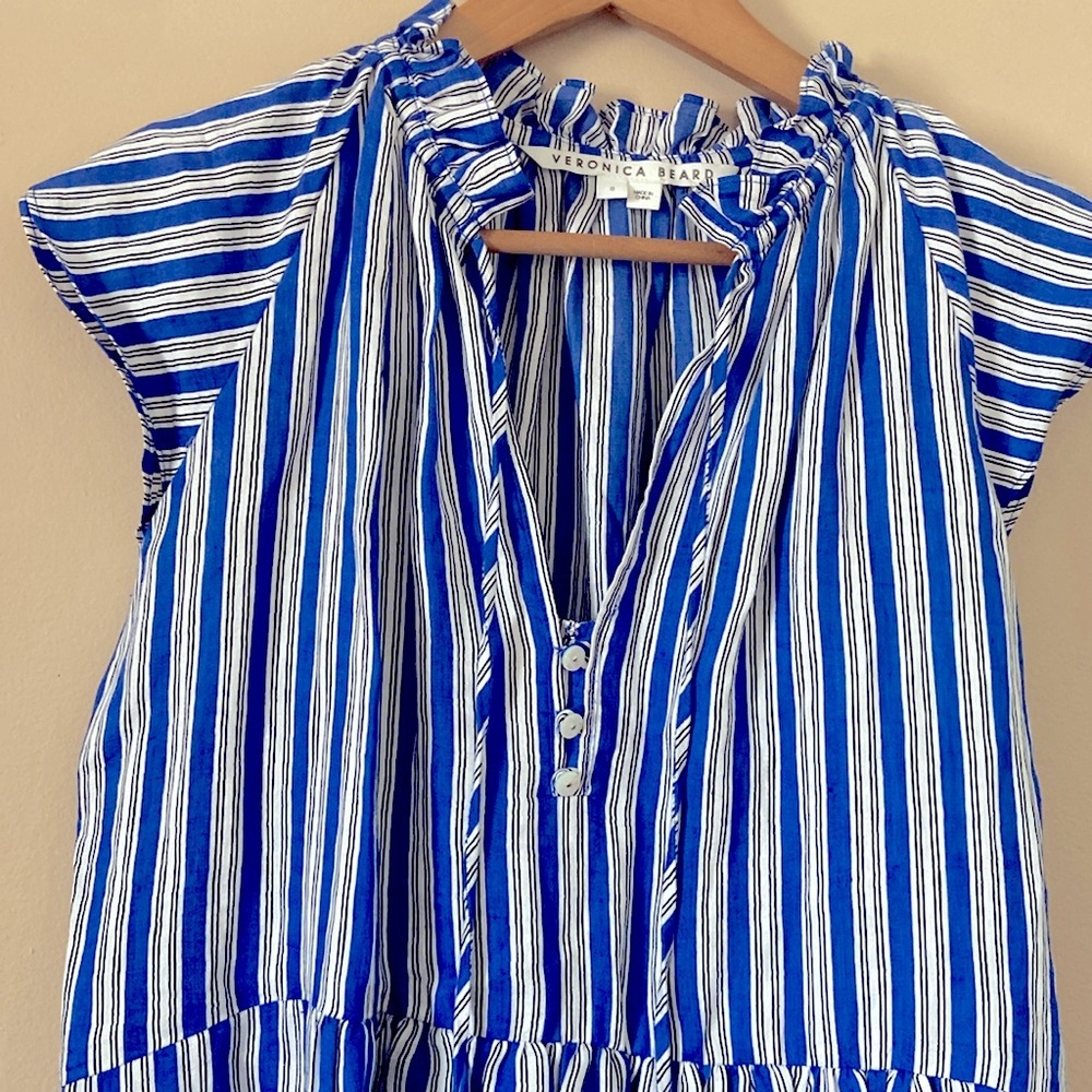 Veronica Beard- Zee Dress in Cobalt Stripe - Picture 5 of 11